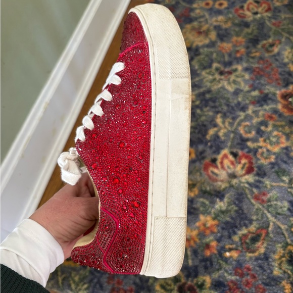 Blue by Betsey Johnson Red Glitter Rhinestone Sneakers. OP 99$ - Picture 3 of 3